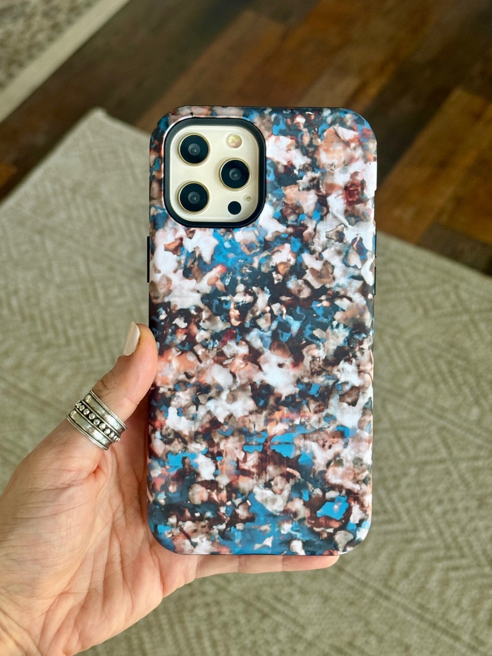 Teal Cream Tortoise Shell Print MagSafe Tough Case For iPhone 12 Pro Max